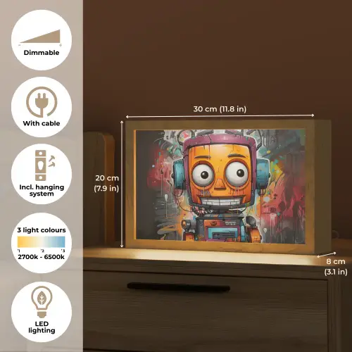 Robot - Graffiti - Oranje - Kleuren Light Box met kabel (Tafellamp) klein -USP_EN