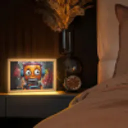 Robot - Graffiti - Oranje - Kleuren Light Box met kabel (Tafellamp) klein -sfeer1