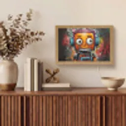Robot - Graffiti - Oranje - Kleuren Light Box met kabel (Tafellamp) klein -sfeer2