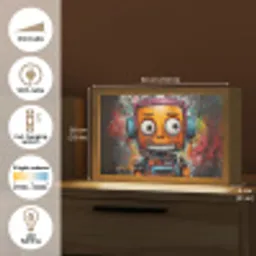 Robot - Graffiti - Oranje - Kleuren Light Box met kabel (Tafellamp) klein -USP_EN