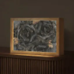 Rozen - Zwart - Bloemen - Goud Light Box met kabel (Tafellamp) klein -z3d_website