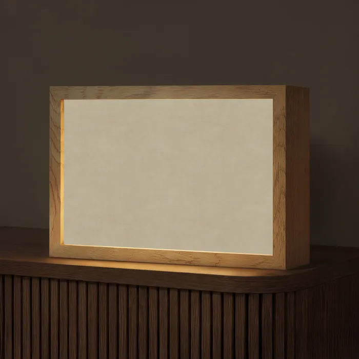 Zandkleur - Korrelige structuur - Beton Light Box met kabel (Tafellamp) klein 924 -z3d_website