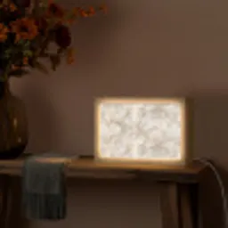 Zandkleurig - Marmer - Natuursteen Light Box met kabel (Tafellamp) klein 924 -sfeer4