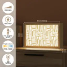 Zandkleur - Wit - Patroon Light Box met kabel (Tafellamp) klein 924 -USP_EN