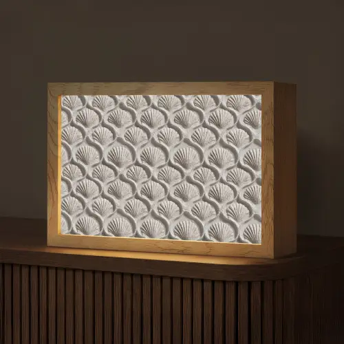 Zand - Schelpenvorm - Grijs Light Box met kabel (Tafellamp) klein 924 -z3d_website