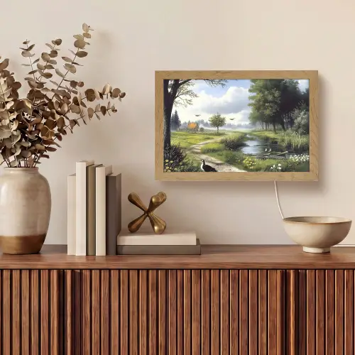 Zandpad - Groen landschap - Water Light Box met kabel (Tafellamp) klein -sfeer2