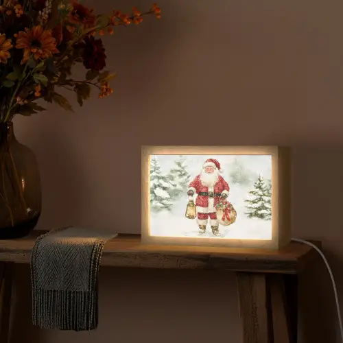 Kerstman- Winter - Sneeuw - Wit - Rood Light Box met kabel (Tafellamp) klein -sfeer4