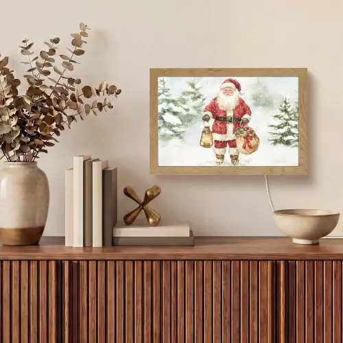 Kerstman- Winter - Sneeuw - Wit - Rood Light Box met kabel (Tafellamp) klein -sfeer2