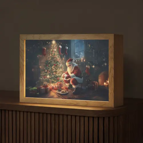 Kerstman - Haard - Donker Light Box met kabel (Tafellamp) klein -z3d_website