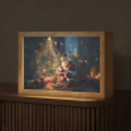 Kerstman - Haard - Donker Light Box met kabel (Tafellamp) klein -z3d_website