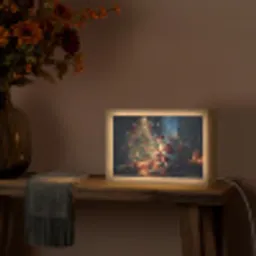 Kerstman - Haard - Donker Light Box met kabel (Tafellamp) klein -sfeer4