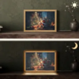 Kerstman - Haard - Donker Light Box met kabel (Tafellamp) klein -sfeer3