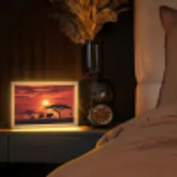 Savanne - Olifanten - Zonsondergang Light Box met kabel (Tafellamp) klein -sfeer1