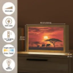 Savanne - Olifanten - Zonsondergang Light Box met kabel (Tafellamp) klein -USP_EN