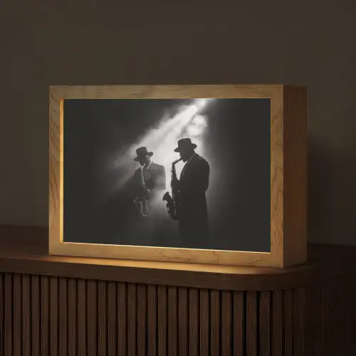 Saxofonisten - Hoeden - Rook - Licht Light Box met kabel (Tafellamp) klein -z3d_website