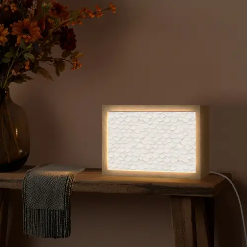 Schubben - Wit - Elegant Light Box met kabel (Tafellamp) klein 924 -sfeer4