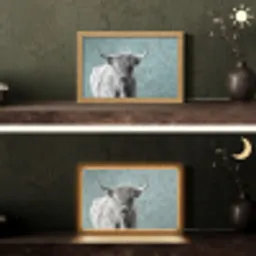 Schotse hooglander - Zwart wit - Patroon - Driehoek Light Box met kabel (Tafellamp) klein -sfeer3