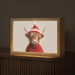 Schotse Hooglander - Kerst - Muts - Trui - Winter Light Box met kabel (Tafellamp) klein -z3d_website