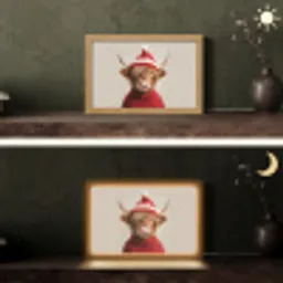 Schotse Hooglander - Kerst - Muts - Trui - Winter Light Box met kabel (Tafellamp) klein -sfeer3