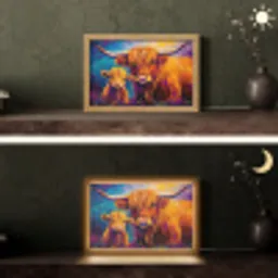 Schotse hooglander - Koeien - Dieren - Kunst Light Box met kabel (Tafellamp) klein -sfeer3