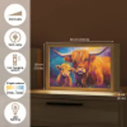 Schotse hooglander - Koeien - Dieren - Kunst Light Box met kabel (Tafellamp) klein -USP_EN