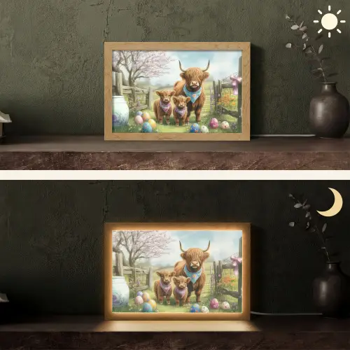 Schotsehooglanders - Paaseieren - Lente Light Box met kabel (Tafellamp) klein -sfeer3