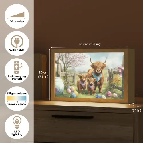 Schotsehooglanders - Paaseieren - Lente Light Box met kabel (Tafellamp) klein -USP_EN