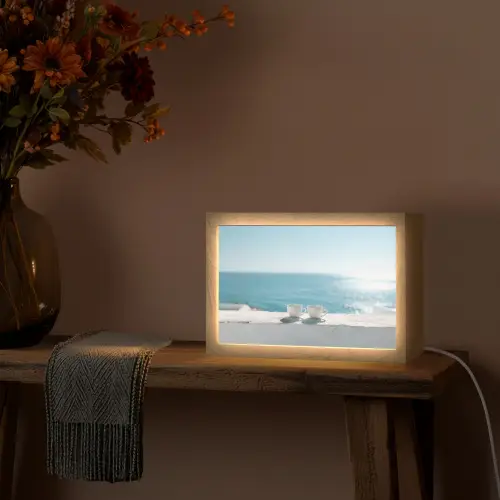 Zee - Koffiekopjes - Zomers Light Box met kabel (Tafellamp) klein -sfeer4