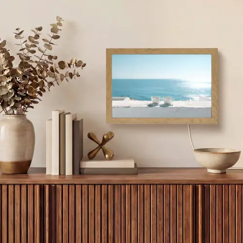 Zee - Koffiekopjes - Zomers Light Box met kabel (Tafellamp) klein -sfeer2