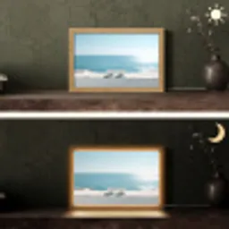 Zee - Koffiekopjes - Zomers Light Box met kabel (Tafellamp) klein -sfeer3