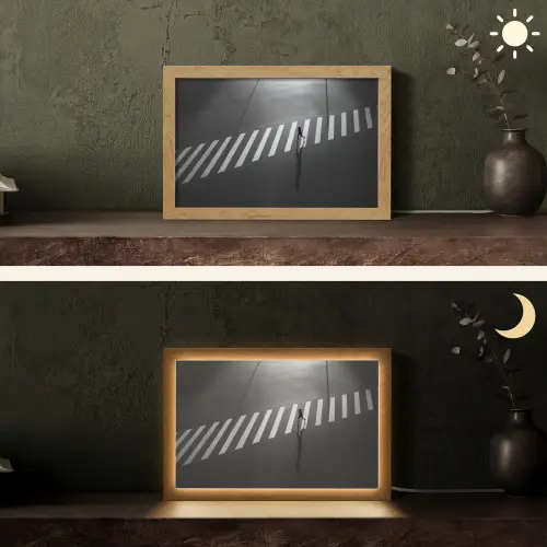 Zeebrapad - Hardloper - Zwart - Wit Light Box met kabel (Tafellamp) klein -sfeer3