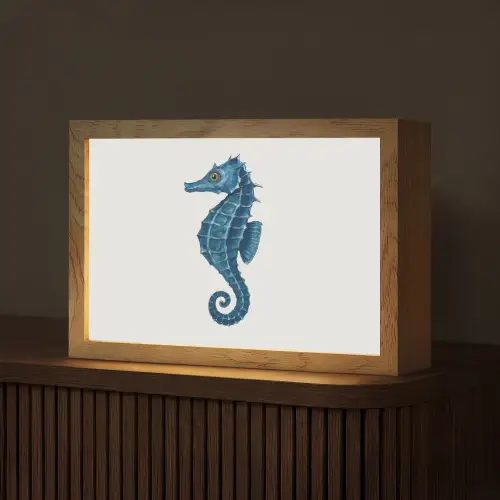 Zeepaardje - Staart - Blauw Light Box met kabel (Tafellamp) klein -z3d_website