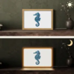 Zeepaardje - Staart - Blauw Light Box met kabel (Tafellamp) klein -sfeer3