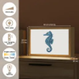 Zeepaardje - Staart - Blauw Light Box met kabel (Tafellamp) klein -USP_EN
