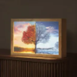 Seizoenen - Kunst - Boom - Herfst - Winter Light Box met kabel (Tafellamp) klein -z3d_website
