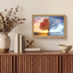 Seizoenen - Kunst - Boom - Herfst - Winter Light Box met kabel (Tafellamp) klein -sfeer2