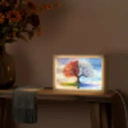 Seizoenen - Kunst - Boom - Winter - Herfst Light Box met kabel (Tafellamp) klein -sfeer4