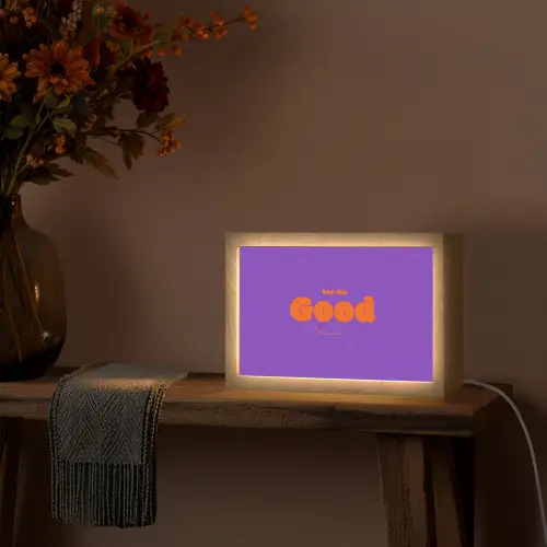 See the good - Oranje - Paars - Smiley Light Box met kabel (Tafellamp) klein -sfeer4