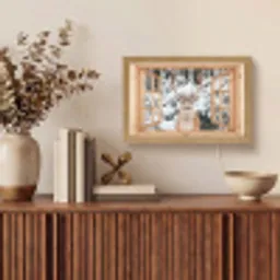 Doorkijk - Hert - Sneeuw - Winter - Bos - Dieren Light Box met kabel (Tafellamp) klein -sfeer2