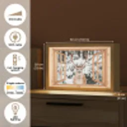 Doorkijk - Hert - Sneeuw - Winter - Bos - Dieren Light Box met kabel (Tafellamp) klein -USP_EN