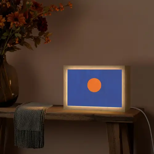 Vorm - Rond - Minimalistisch - Blauw Light Box met kabel (Tafellamp) klein -sfeer4