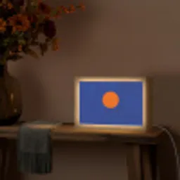 Vorm - Rond - Minimalistisch - Blauw Light Box met kabel (Tafellamp) klein -sfeer4