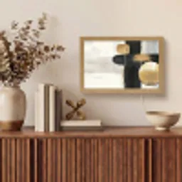 Vormen - Penseelstreken - Abstract - Goud Light Box met kabel (Tafellamp) klein -sfeer2