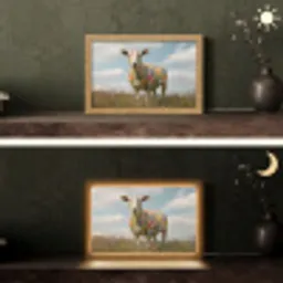 Schaap - Bloemen - Weide Light Box met kabel (Tafellamp) klein -sfeer3