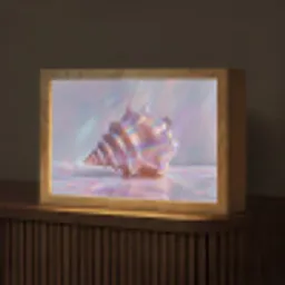 Schelp - Glanzend - Regenboogtinten Light Box met kabel (Tafellamp) klein -z3d_website