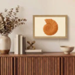 Schelp - Oranje - Ribbels Light Box met kabel (Tafellamp) klein -sfeer2