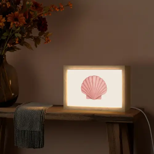 Schelp - Roze - Ribbels Light Box met kabel (Tafellamp) klein -sfeer4