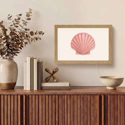 Schelp - Roze - Ribbels Light Box met kabel (Tafellamp) klein -sfeer2
