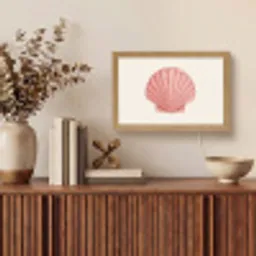 Schelp - Roze - Ribbels Light Box met kabel (Tafellamp) klein -sfeer2