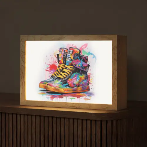 Schoenen - Graffiti - Wit - Kleuren Light Box met kabel (Tafellamp) klein -z3d_website